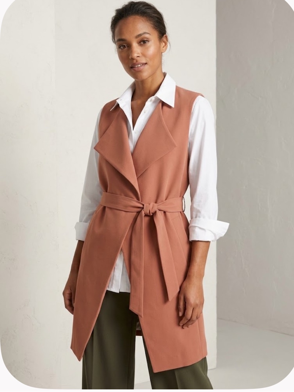 Malene Birger Pasinios Convertible Crepe Trench Vest Soft Tan XS